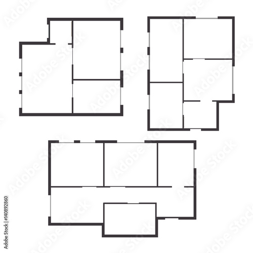Apartment Floor Plan Set Top View. Vector