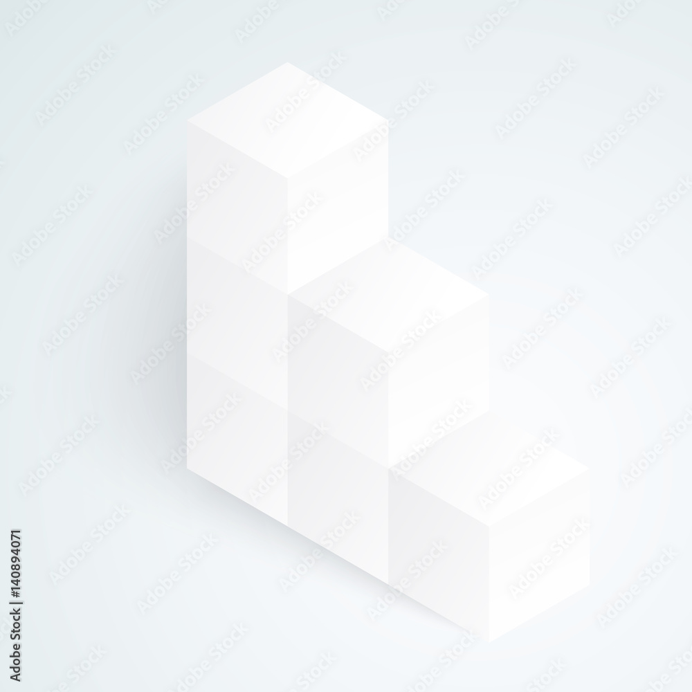 Vector 3d illustration white cubes Vector 3d illustration white cubes