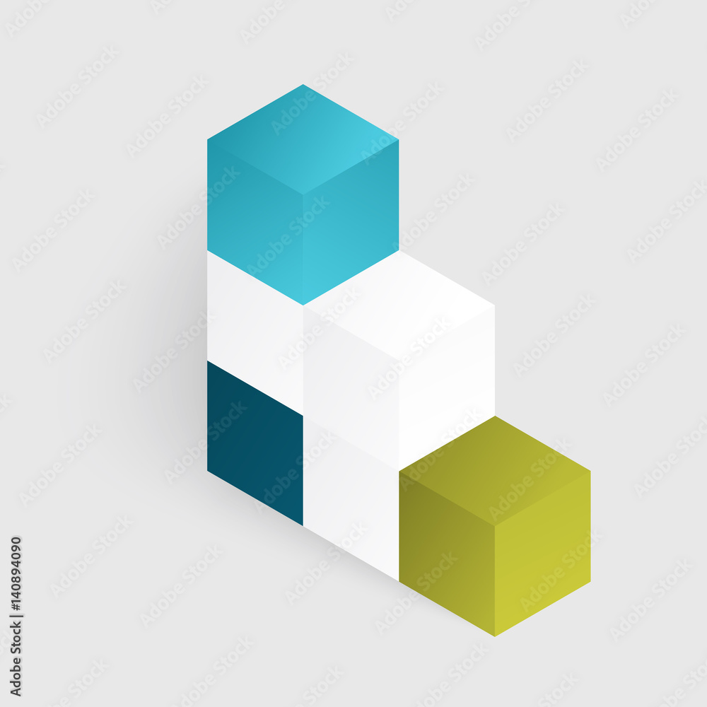 Obraz premium Vector 3d illustration white cubes