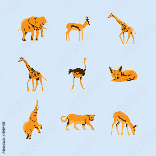 Flat illustration of a wild animals