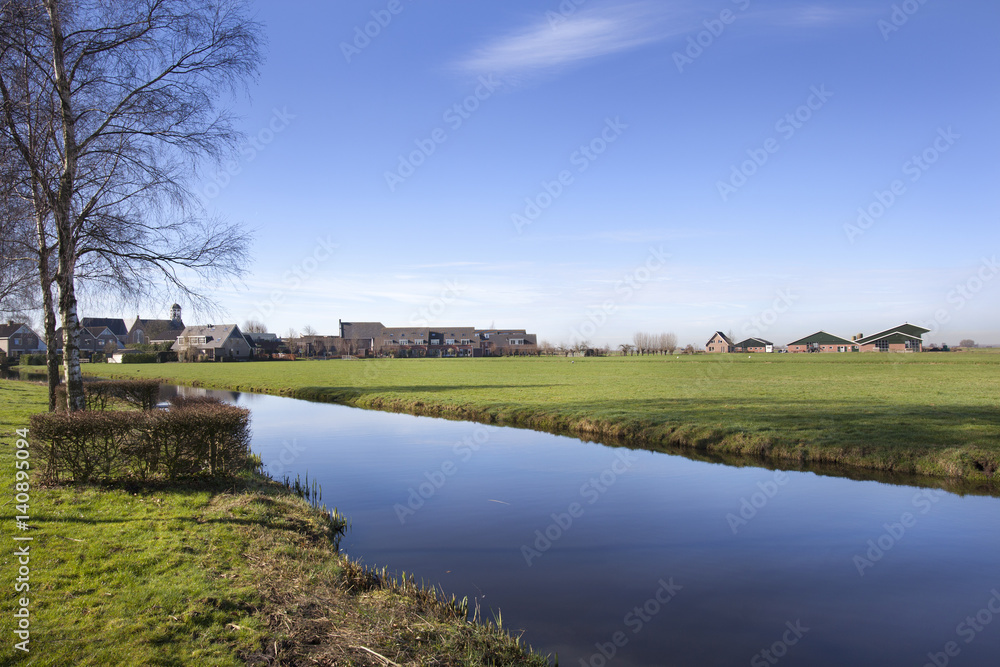 Countryside with village and farm