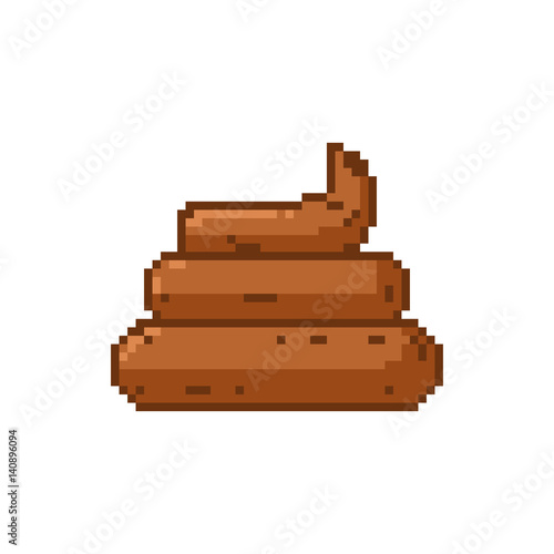 Shit Pixel art. Turd are pixelated. Poop isolated