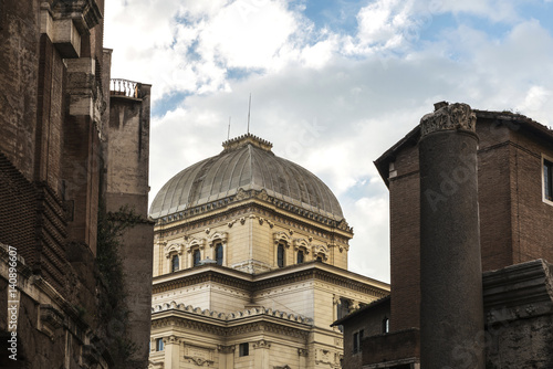 Dome of a church and ruins in Rome, Italy