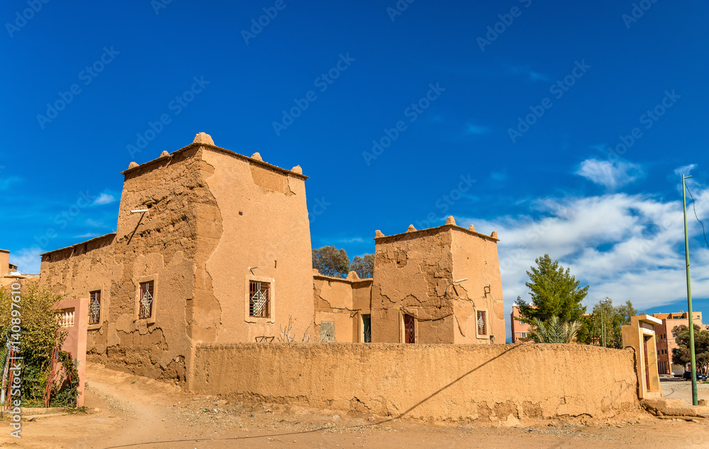 Traditional kasbah house in Kalaat M'Gouna, a town in Morocco