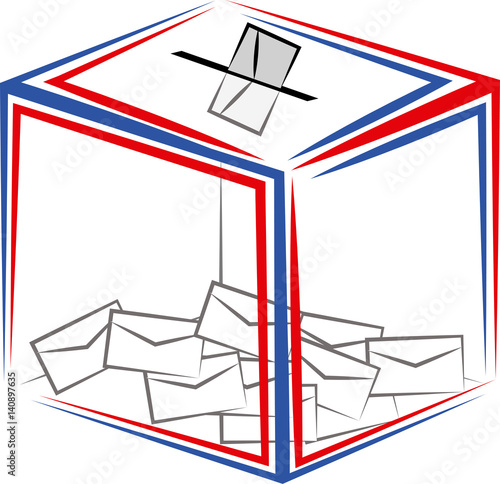 Urne, voter, élection, bulletin dans l'urne