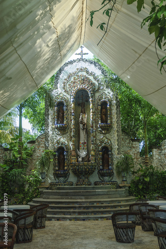 altar in a garden in the city of Valladolid in Yucatan  mexico