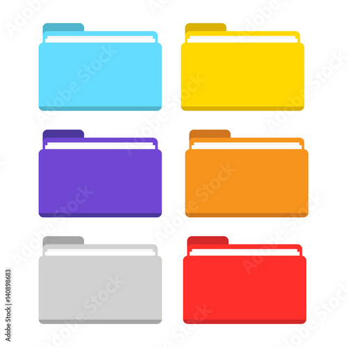 folder icon set colorful isolated vector