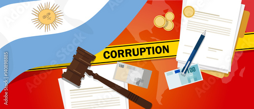 Argentina corruption money bribery financial law contract police line for a case scandal government official