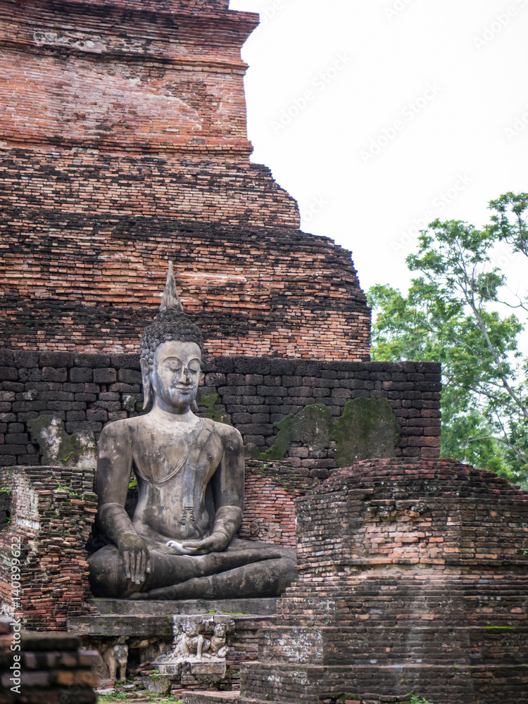 Ruin ancient Buddhist temple, Wat Mahathat Sukhothai, landmark in Thailand Ruin ancient Buddhist temple, Wat Mahathat Sukhothai, landmark in Thailand