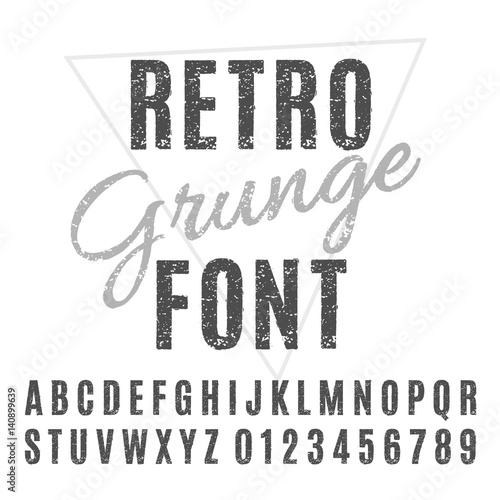Retro Grunge Font. Vector Grunge Alphabet.