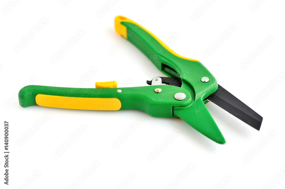 Professional garden pruner or scissors or secateurs on white background Professional garden pruner or scissors or secateurs on white background