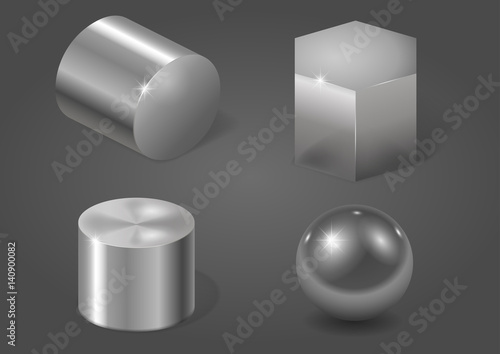 Set of different metal shapes. Vector graphics