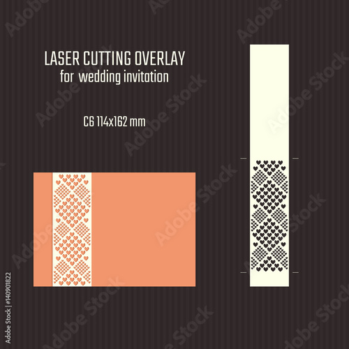 DIY laser cutting overlay. Wedding die cut template. Cutout silhouette card. Scrapbook carved paperwork. Vector Saint Valentine invitation.