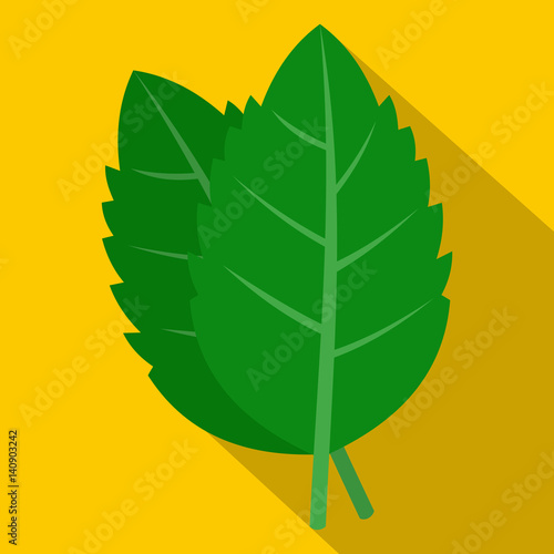 Fresh green basil leaves icon, flat style