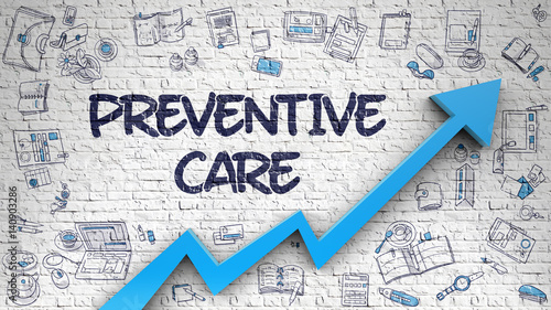 Preventive Care Drawn on White Wall. 3d. photo