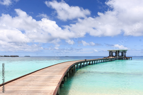Maldives resort bridge. Water Bungalow, Water Villa © Eugene