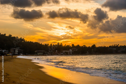 Unawatuna beach at sunrise, Sri Lanka.