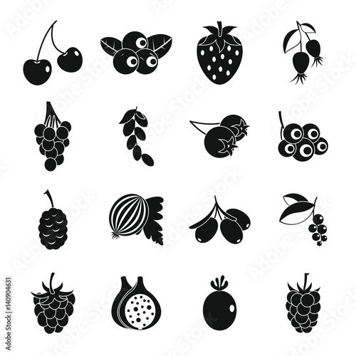 Berries icons set, simple style