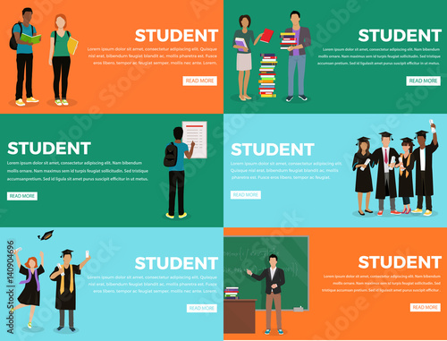 Student Everyday Life Process Colourful Web Banner