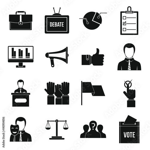 Election voting icons set, simple style