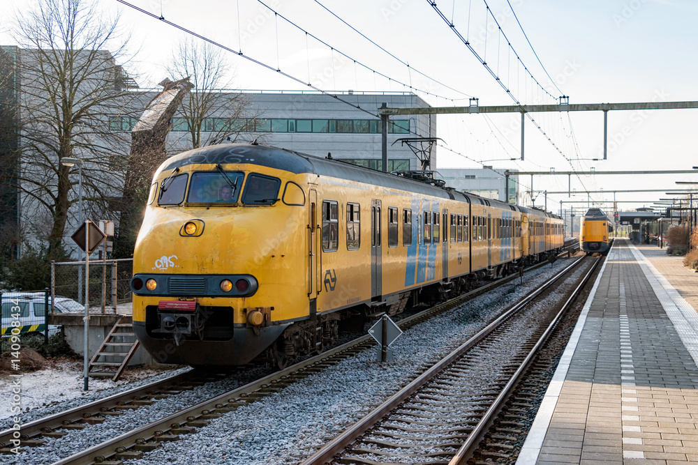 Typical dutch built regional train at Amersfoort Schothorst station.