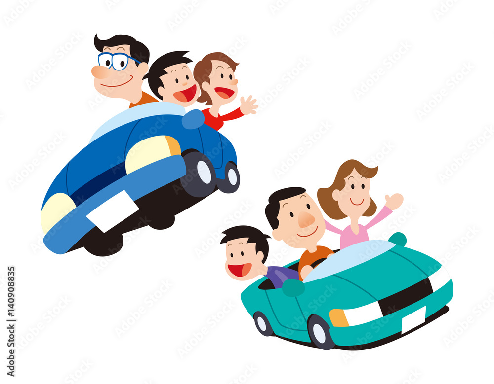 自動車、ドライブ、家族でドライブ、家族旅行