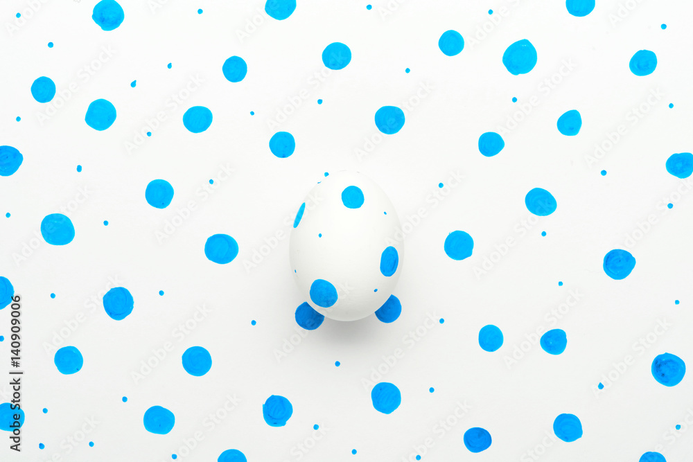 White egg blue polka dots pattern