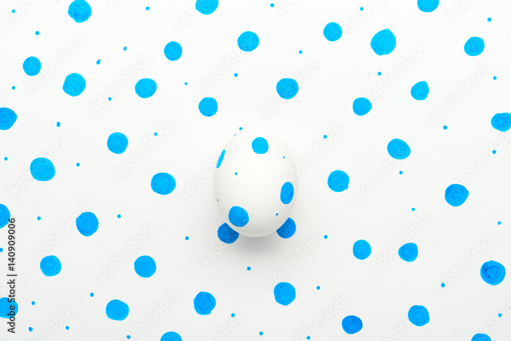 White egg blue polka dots pattern White egg blue polka dots pattern