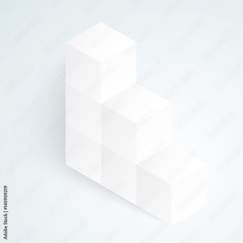  3d illustration white cubes