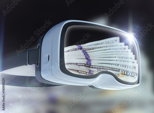 Virtual reality glasses, business, technology, internet and networking concept