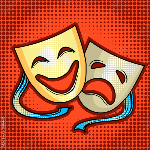 Theatrical masks comic book style vector