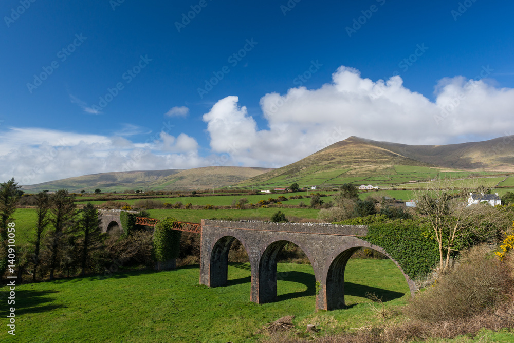 Ruins of the old Lispole Viaduct Railway bridge on the Dingle peninsula in County Kerry, Ireland