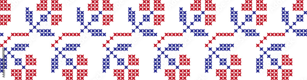 Embroidered cross-national pattern
Embroidered cross-national pattern