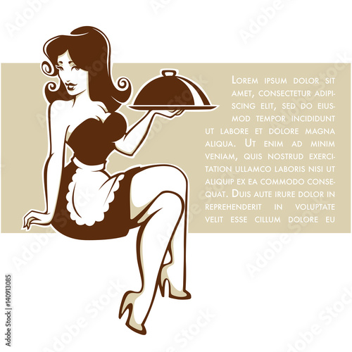sexy pinup waitress lady for your menu cover