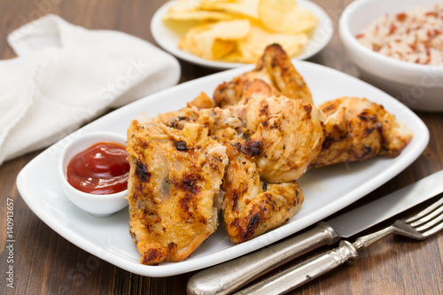 grilled chicken with sauce on dish