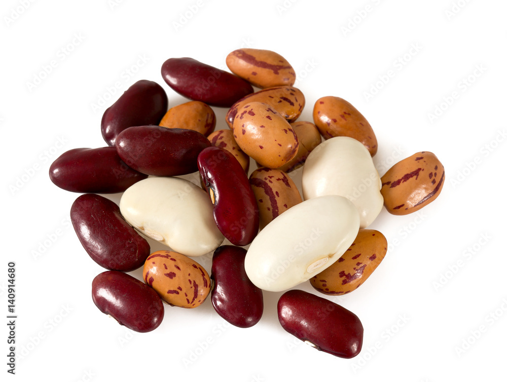 assorted beans isolated on white background assorted beans isolated on white background