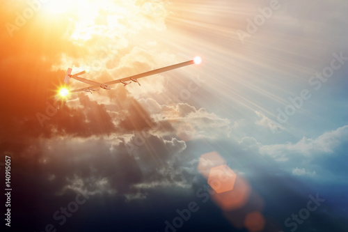 Tableau sur toile Experimental aircraft on sun energy
