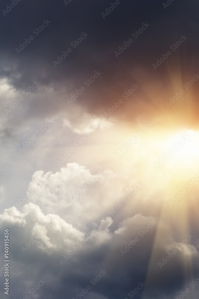 Beautiful sky with clouds and sun