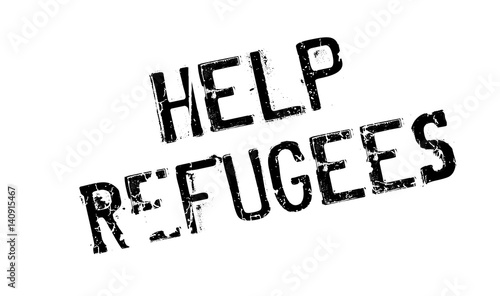 Help Refugees rubber stamp. Grunge design with dust scratches. Effects can be easily removed for a clean, crisp look. Color is easily changed.