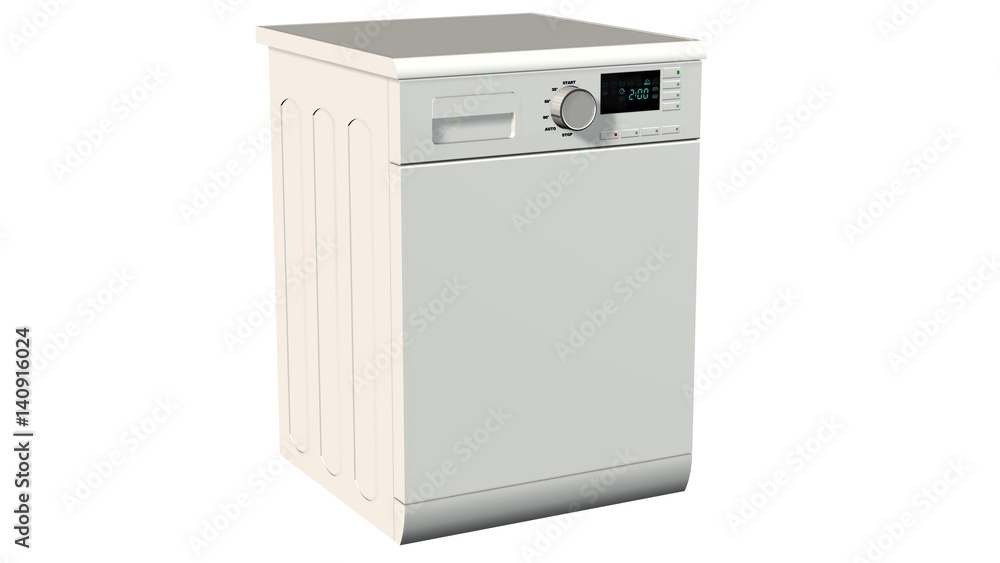 Modern freestanding dishwasher isolated on white Modern freestanding dishwasher isolated on white
