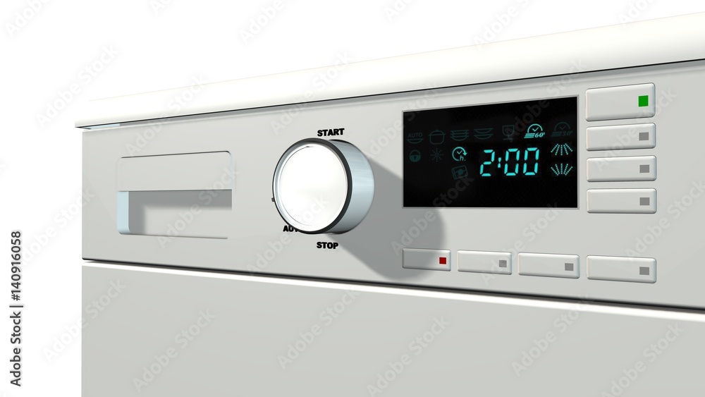 Modern freestanding dishwasher isolated on white Modern freestanding dishwasher isolated on white