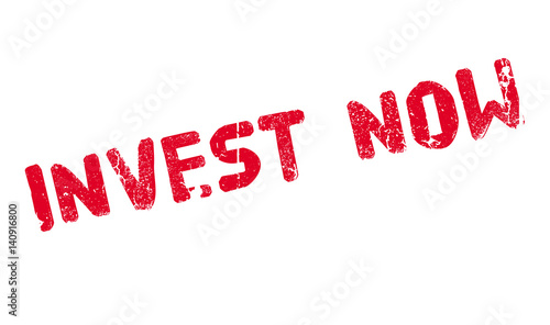Invest Now rubber stamp. Grunge design with dust scratches. Effects can be easily removed for a clean, crisp look. Color is easily changed.