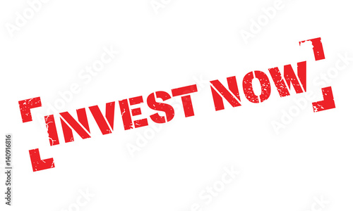 Invest Now rubber stamp. Grunge design with dust scratches. Effects can be easily removed for a clean, crisp look. Color is easily changed.