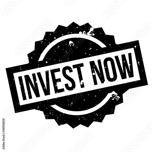 Invest Now rubber stamp. Grunge design with dust scratches. Effects can be easily removed for a clean, crisp look. Color is easily changed.