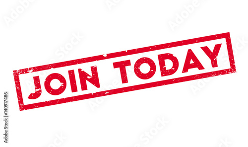 Join Today rubber stamp. Grunge design with dust scratches. Effects can be easily removed for a clean, crisp look. Color is easily changed.