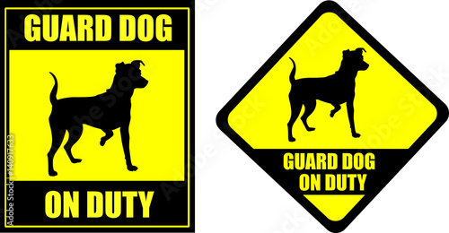 funny sign guard dog on duty - vector