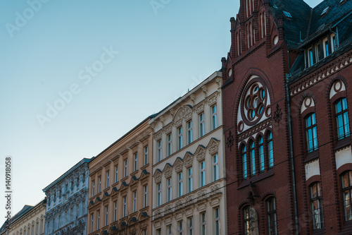 typical apartment facades at prenzlauer berg, berlin
