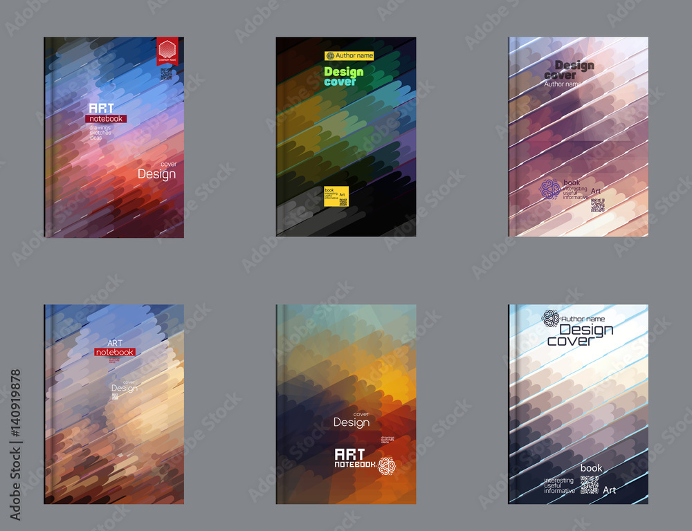 Set of Cover Design Templates. Colorful picturesque backgrounds for books, brochures, notebooks.