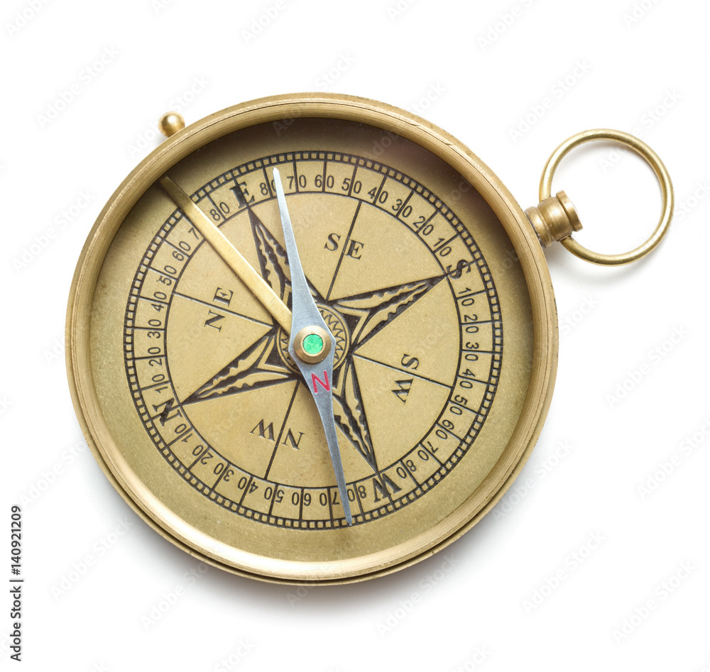 compass close up isolated on white background