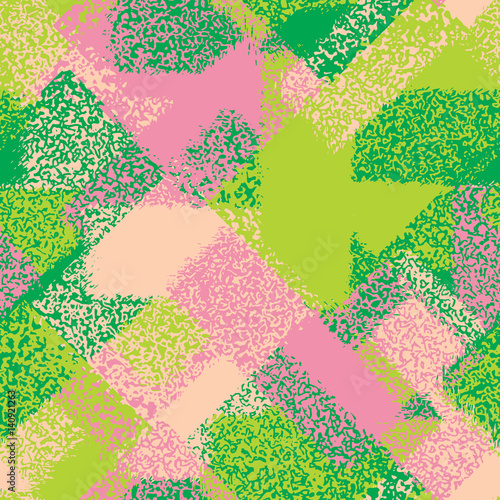 Abstract grunge seamless chaotic pattern with brushstrokes. Urban spring camouflage texture. Trendy colorful background. Modern wallpaper. Fashionable print with a shabby paint effect.